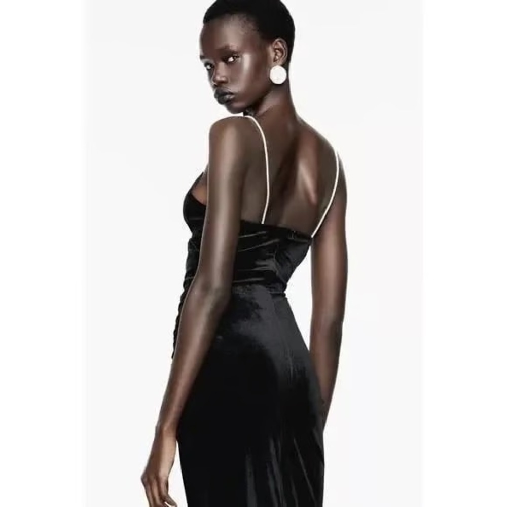 Zara Velvet Rhinestone Strap Midi, size medium. - Picture 3 of 11